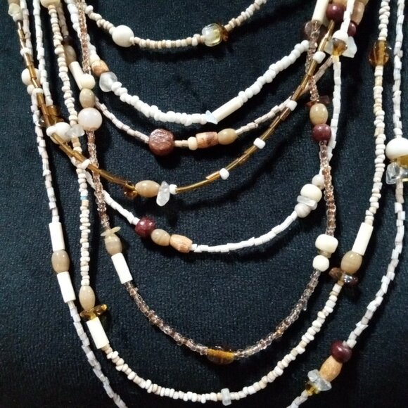 Womens Boho Style Multi Layered Multicolor Beaded Necklace with Lobster Clasp - Picture 4 of 7